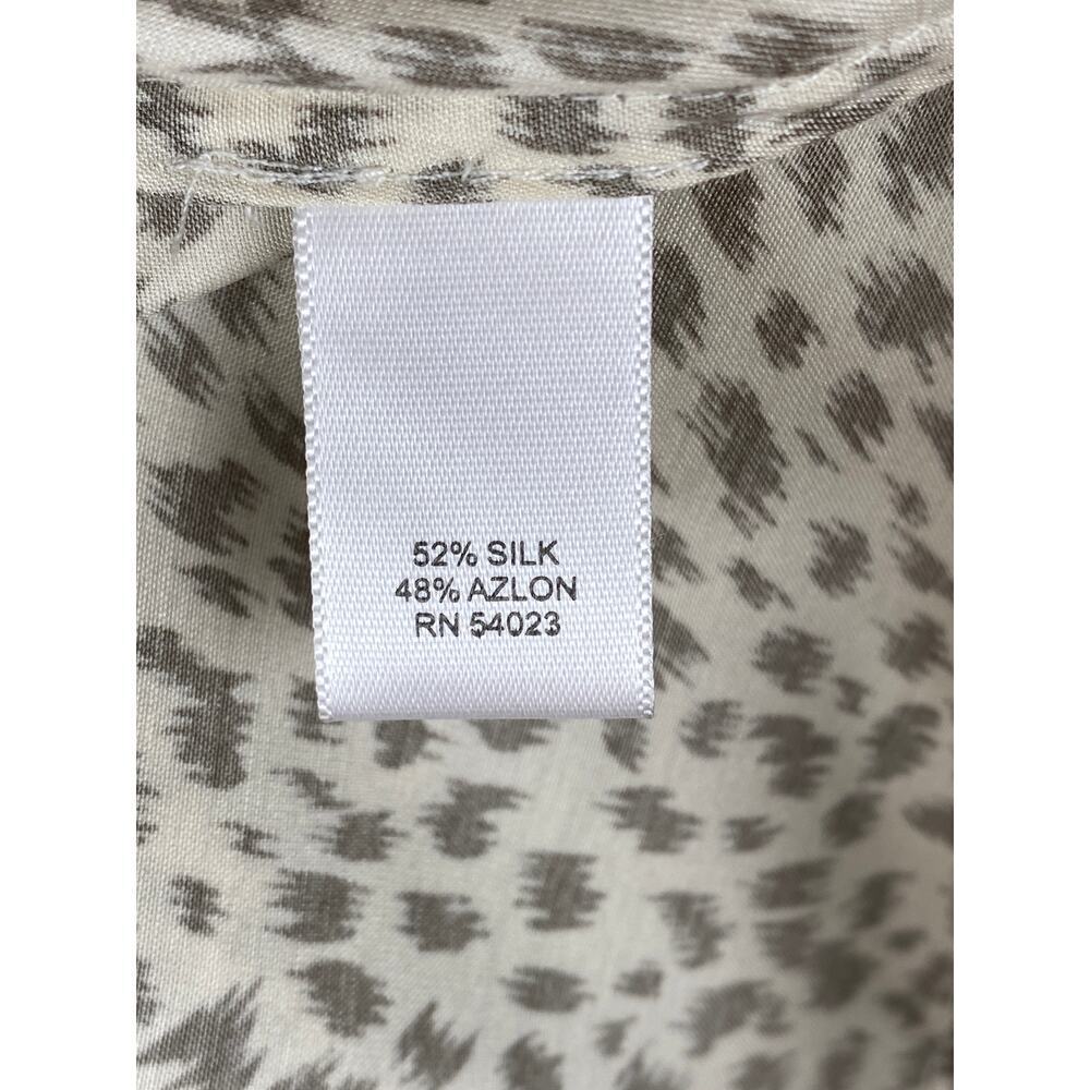 NWT Banana Republic Heritage Silk Blend Animal Long Sleeve Tie Dress Medium Ecru - Picture 10 of 12